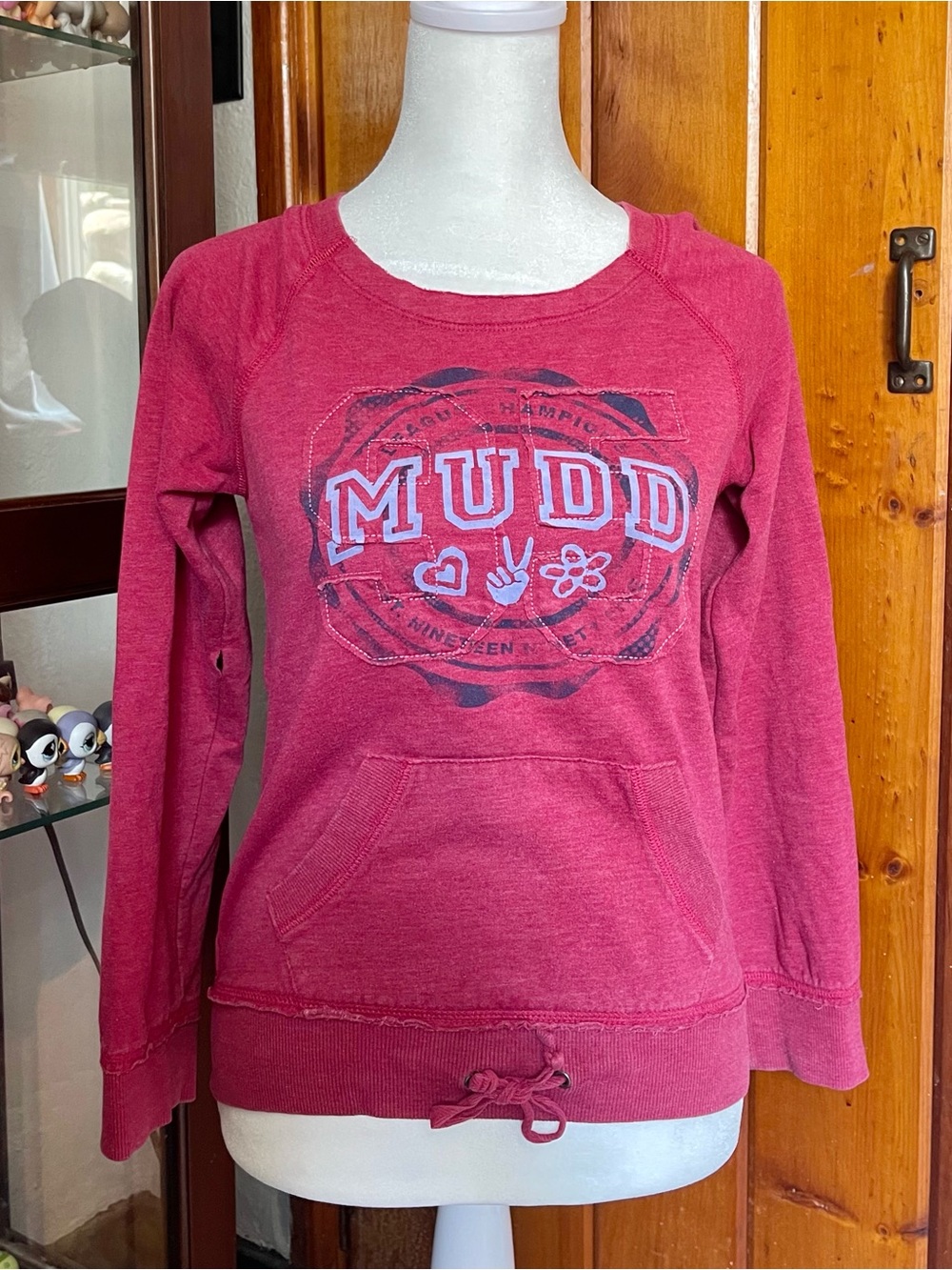 Vintage Mudd Tie Drawstring Long Sleeve Sweatshirt Top Size XS-S (Kids L)